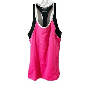 Tek Gear Pink & Black Racerback Tank Top Scoop Neck Neckline Active Wear Running